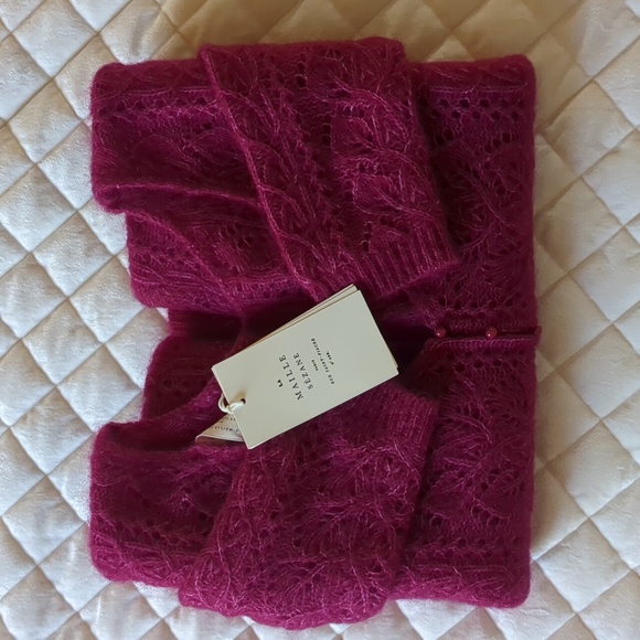 NWT Sezane Gilet Lison - Framboise jumper sweater low back with buttons - Picture 7 of 12